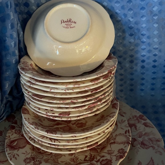 Pink Rose Rim Cereal Soup bowl by Maruta Japan Kasuga Ware / Vintage Ceramic. - Picture 4 of 6